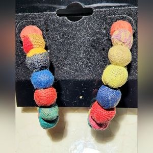 Soft beaded colorful bauble hoop earrings bohemian